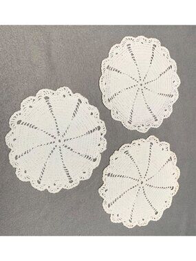 Set of 3 Handmade Vintage Crochet Round Doilies